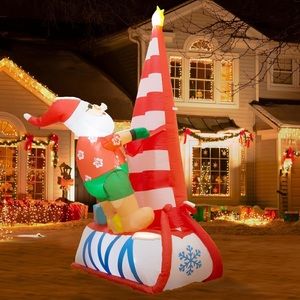 7FT Inflatable Santa Claus with LED Lights Sailing Surfing Santa